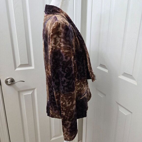 Sundance Blazer Womens 8 Firelight Silk blend Velvet Burnout Purple Brown Boho - Picture 10 of 10